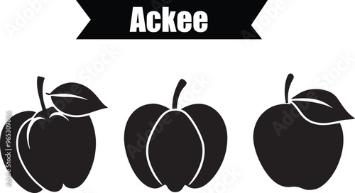 Ackee Dark Silhouette Shapes Vector Set