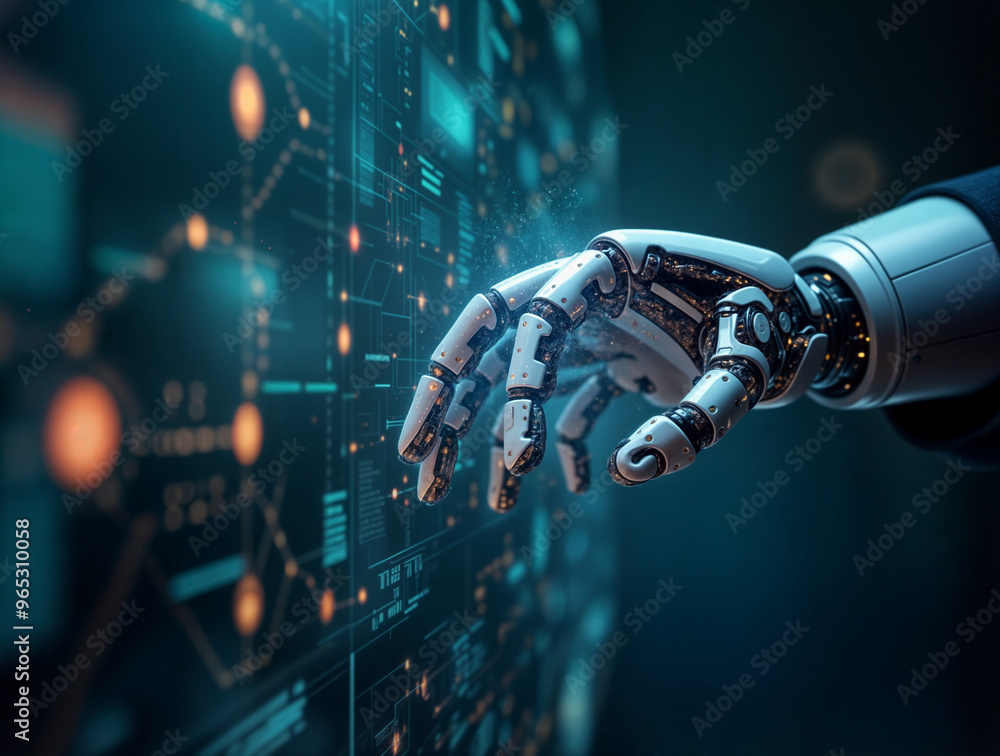 robot hand, artificial intelligence and technology background . Generative AI robot hand, artificial intelligence and technology background . Generative AI