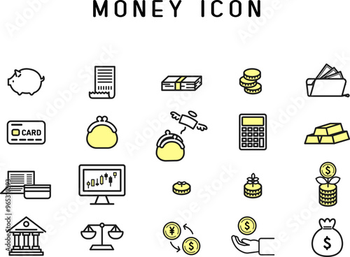 シンプルなお金のアイコンセット_1