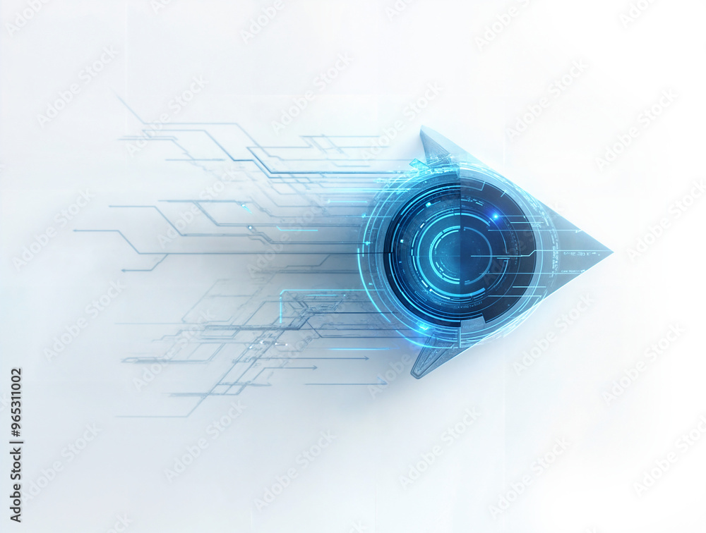 Obraz premium Futuristic arrow, digital, highly-defined isolated on white background. Generative AI