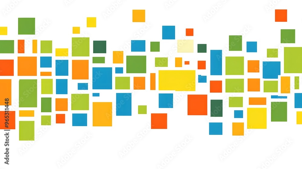 Abstract Geometric Pattern with Colorful Squares on White Background Abstract Geometric Pattern with Colorful Squares on White Background
