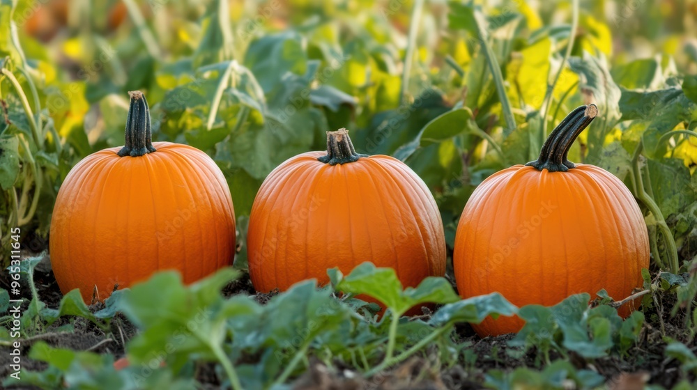 Ripe Pumpkins in a Field. Ripe Pumpkins in a Field.