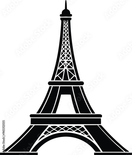 Eiffel tower icon silhouette vector illustration on white background. Olympics Paris