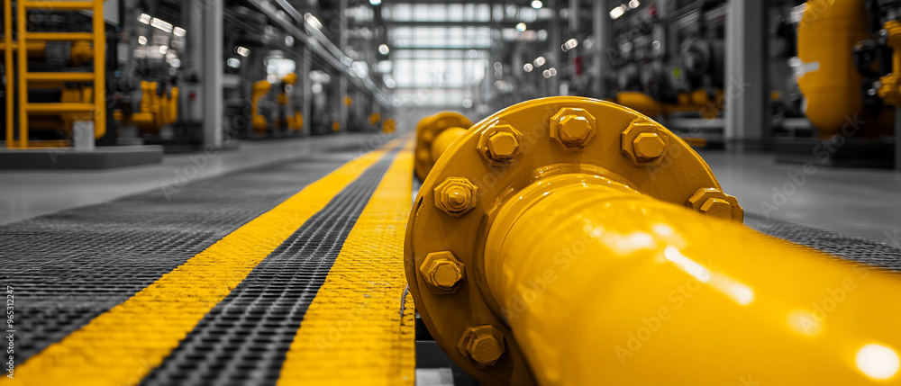 Fototapeta premium yellow gas pipes in a factory