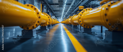yellow gas pipes in a factory