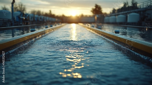 Wallpaper Mural Water Treatment Plant Channel with Sunset Reflection Torontodigital.ca