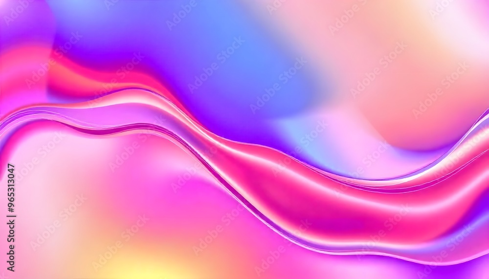 Naklejka premium Colourful Holo gradient wallpaper background of purple and blue, Swirling, Render 3D surface and iridescent colors. reminiscent of a cosmic nebula
