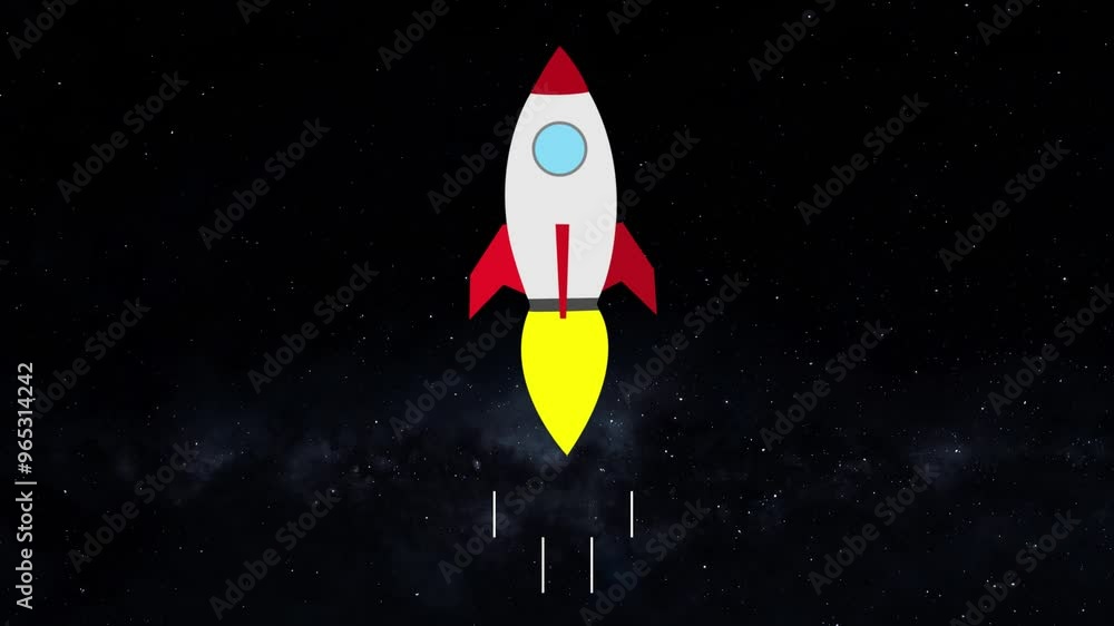 Flying rocket icon, rocket animation concept. Rocket animation icon ...