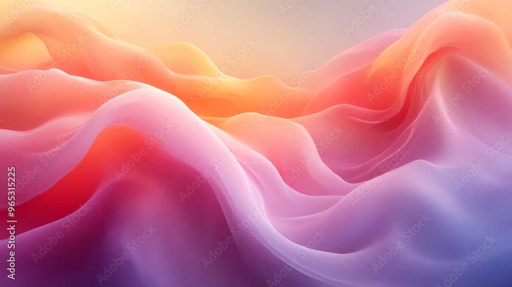 Obraz premium Abstract flowing colorful waves in pastel colors, dreamy landscape. Artistic expression and creativity concept