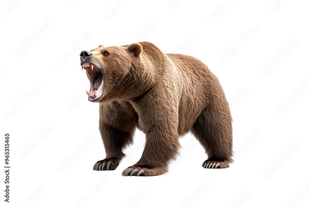 Fototapeta premium A fierce bear roaring with strength and power, showcasing the beauty of wildlife and the majesty of nature.