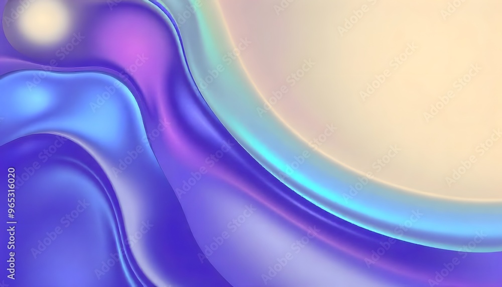 Obraz premium Colourful Holo gradient wallpaper background of purple and blue, Swirling, Render 3D surface and iridescent colors. reminiscent of a cosmic nebula