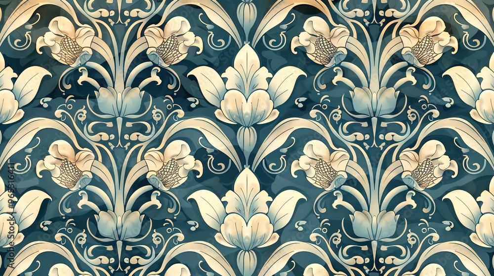 Fototapeta premium nouveau floral pattern wallpaper