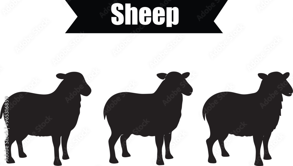 Obraz premium Sheep Elegant Silhouette Vector Illustrations