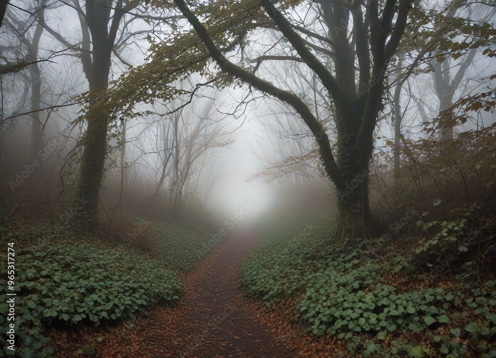 Fototapeta premium An image of a dense overgrown forest scene