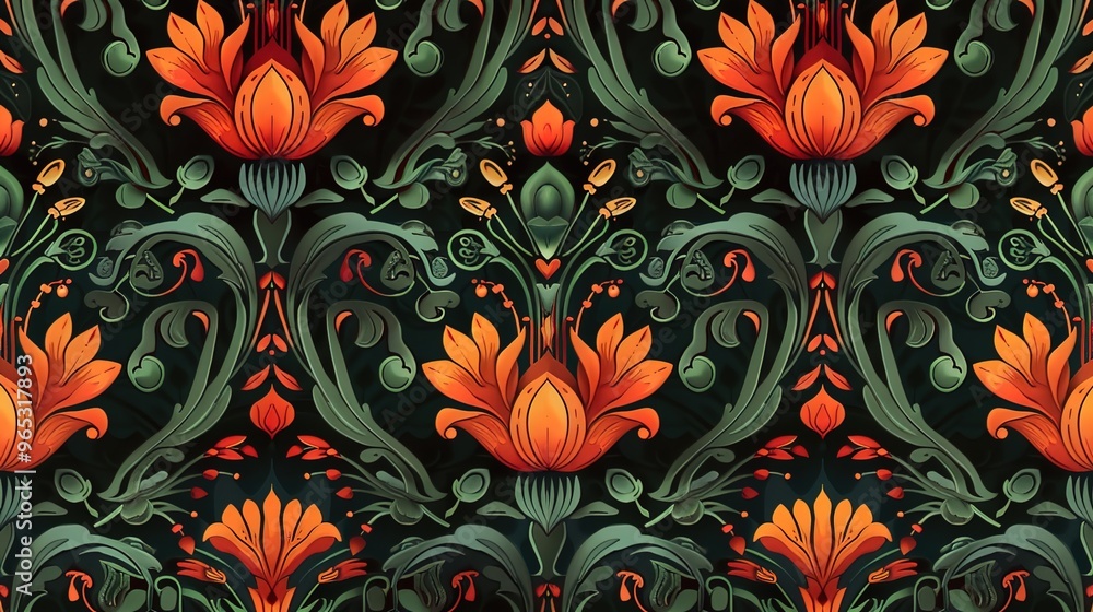 nouveau floral pattern wallpaper