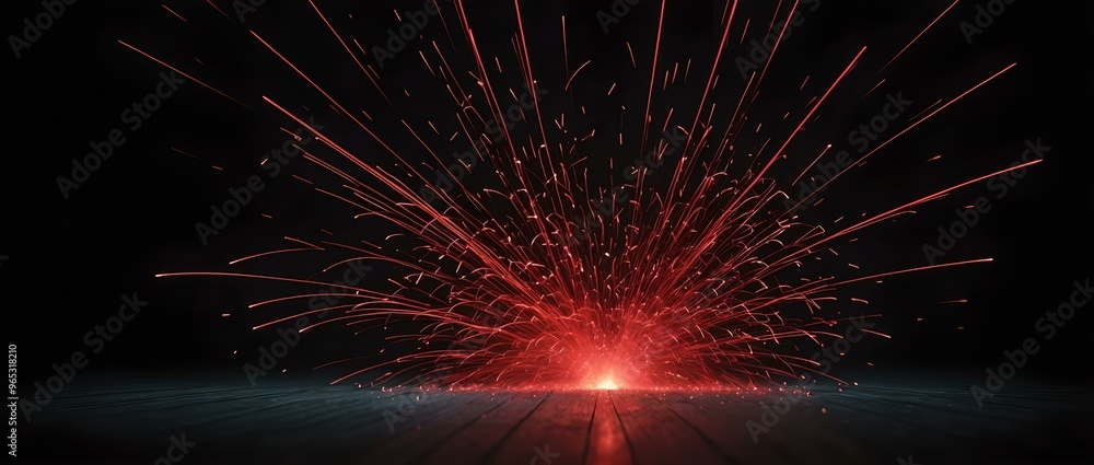 Red sparks in the dark background, red lights on a black background ...