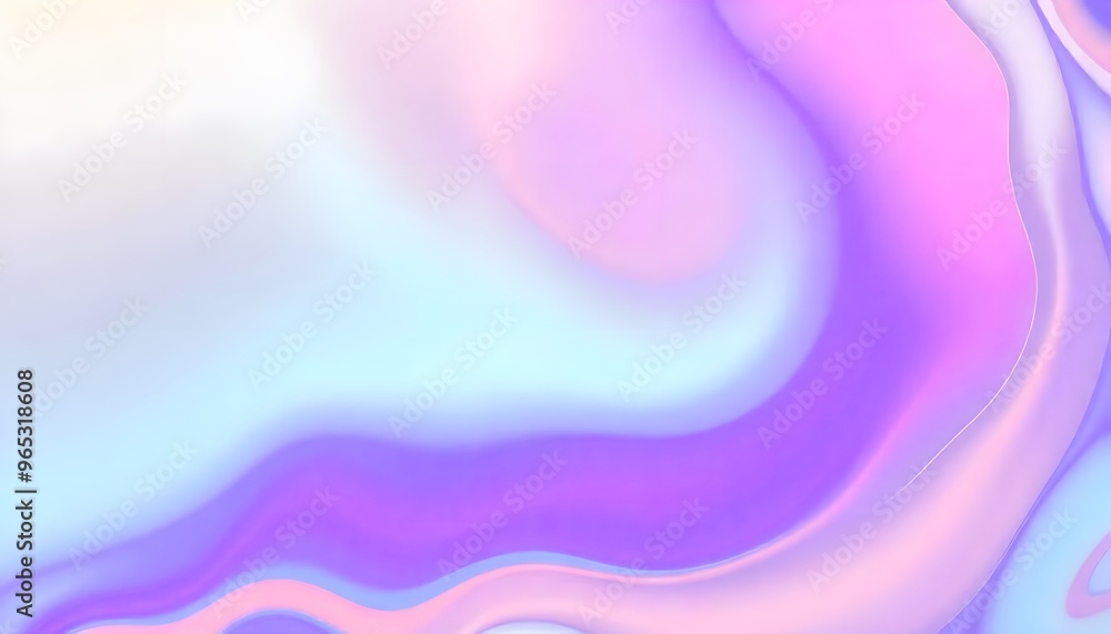 Naklejka premium Colourful Holo gradient wallpaper background of purple and blue, Swirling, Render 3D surface and iridescent colors. reminiscent of a cosmic nebula
