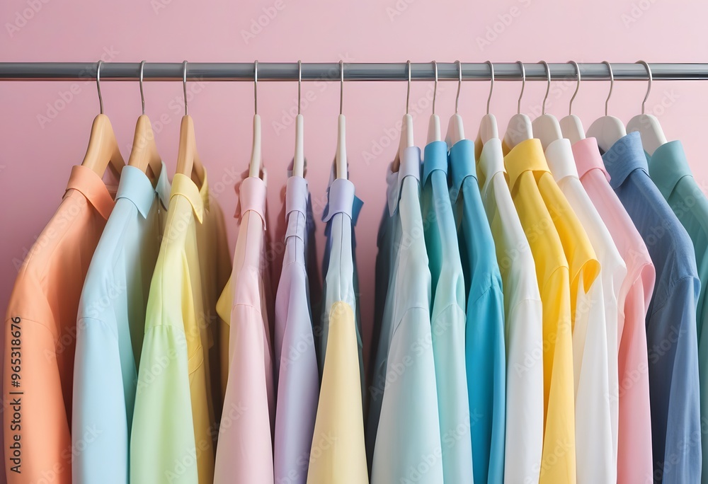 Rack with colorful clothes on light background
Rack with colorful clothes on light background