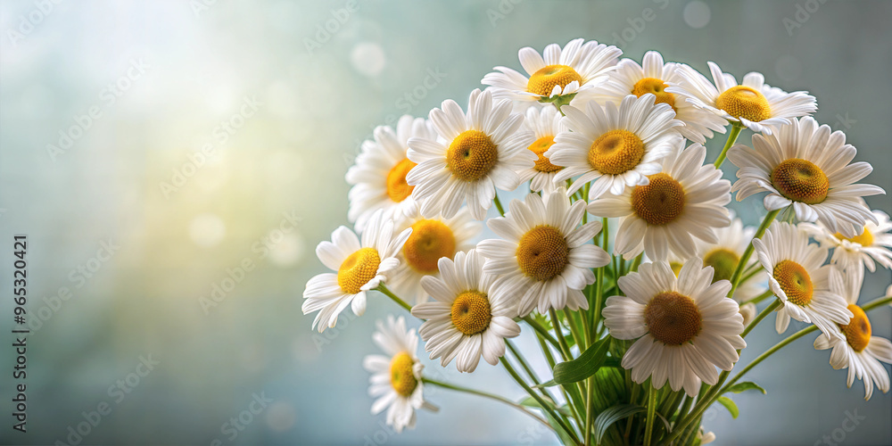 Obraz premium Cheerful daisy bouquet with bright yellow centers on a soft blurred background