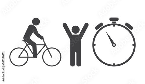 Person on bicycle race with timer icon
