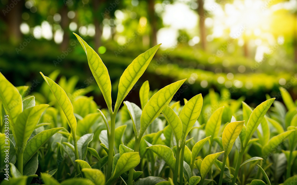 Obraz premium Tea leaves on tea garden