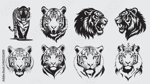 tiger silhouette set