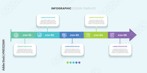 Business infographic 5 important events to success. Annual report, Business presentation template.