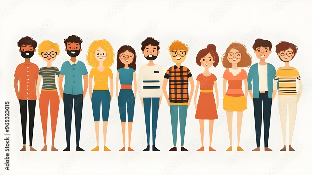 Fototapeta premium An illustration depicting a diverse group of people, symbolizing unity and diversity