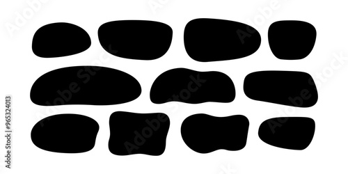 Hand drawn organic rectangle frames. Abstract doodle liquid shapes. Organic free flat blobs. Irregular fluid bubbles. Empty text box. Vector illustration isolated on white background.