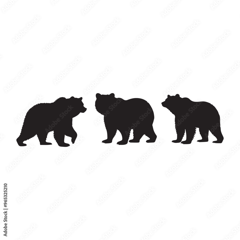 Fototapeta premium bear silhouette collection , Silhouette of Black Bear, isolated on white background (Vector)
