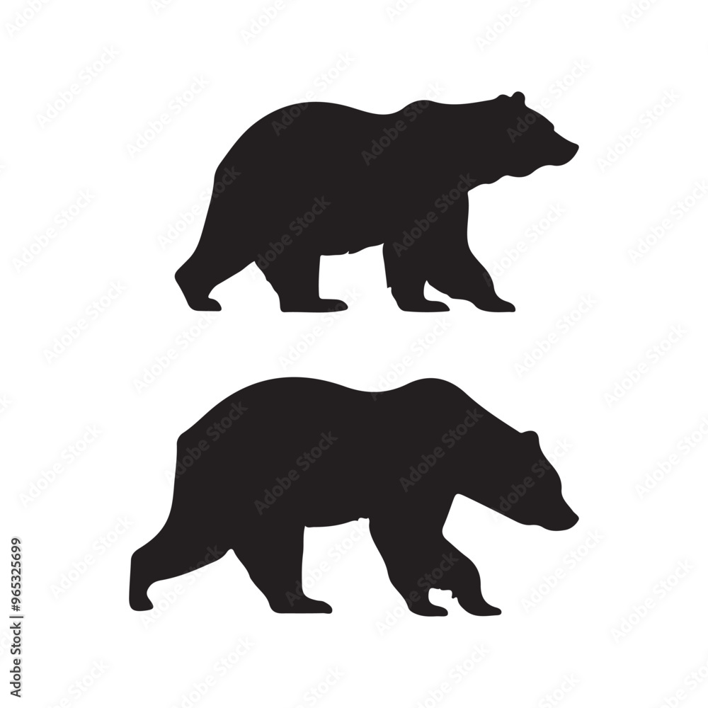 Fototapeta premium bear silhouette collection , Silhouette of Black Bear, isolated on white background (Vector)
