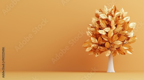 Luxury Dollar Tree with Golden Leaves 3D Illustration Perfect for Copy Space with Selective Focus in Ultra HD Quality photo