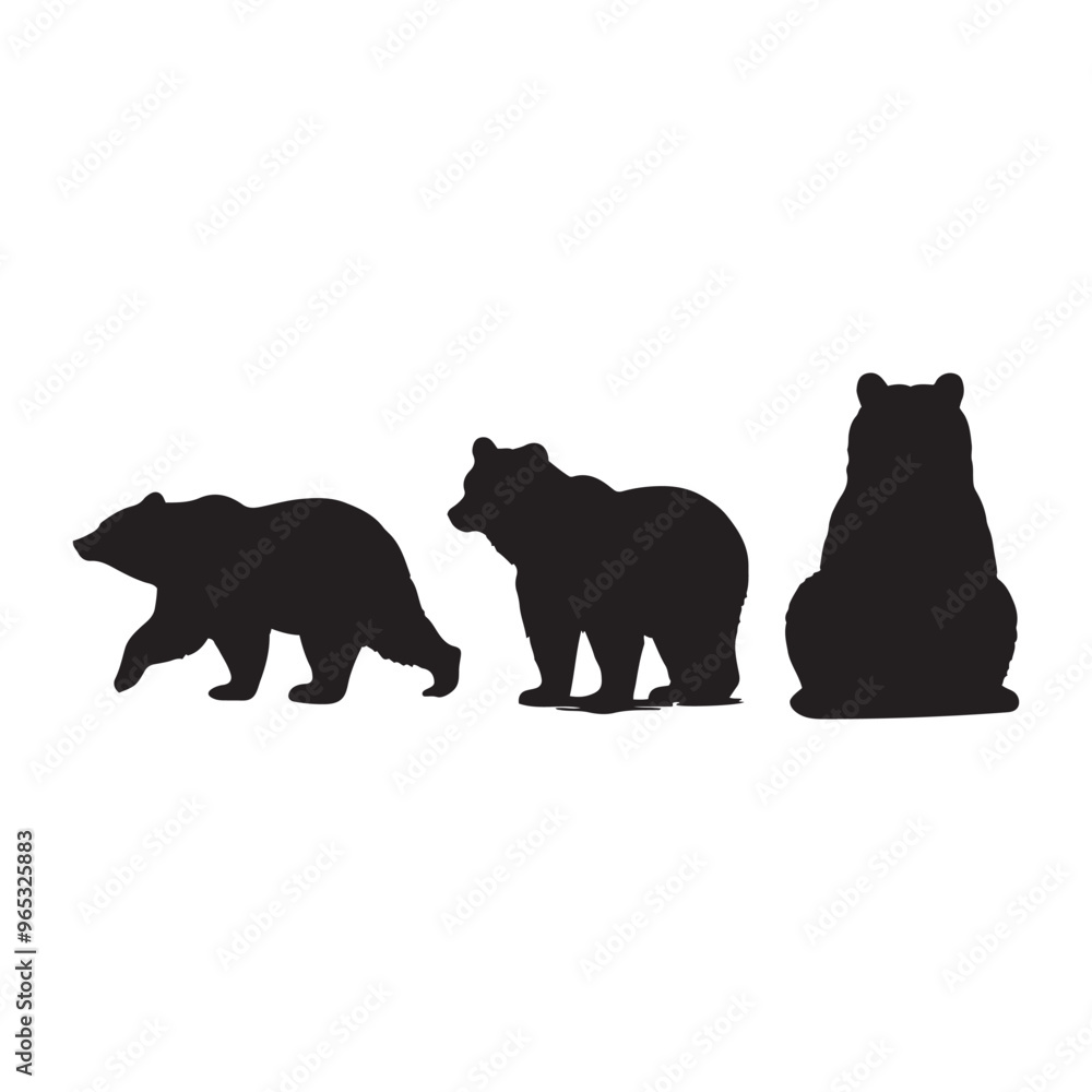 Fototapeta premium bear silhouette collection , Silhouette of Black Bear, isolated on white background (Vector)