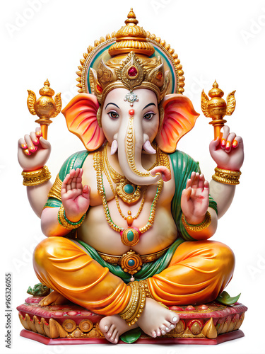 Lord Ganesha for Ganesh Chaturthi, isolated on White background, Clipping path