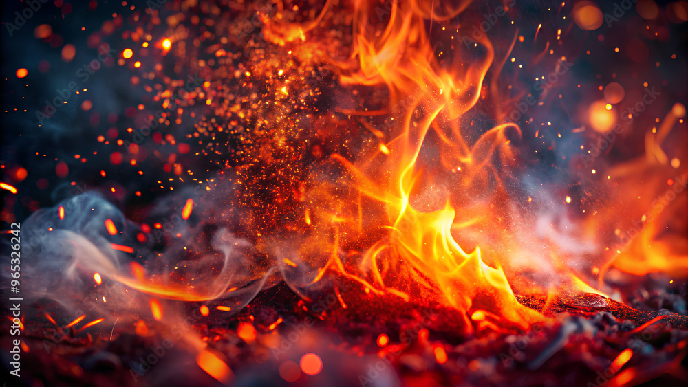 Red and Orange sparks, Abstract The red glow and smoke of the fire background Red and Orange sparks, Abstract The red glow and smoke of the fire background