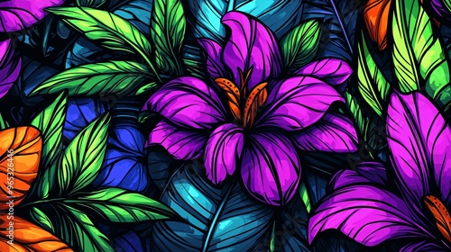 Vibrant Tropical Floral Pattern