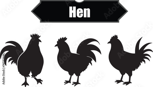 Hen Modern Black Silhouette Design Elements