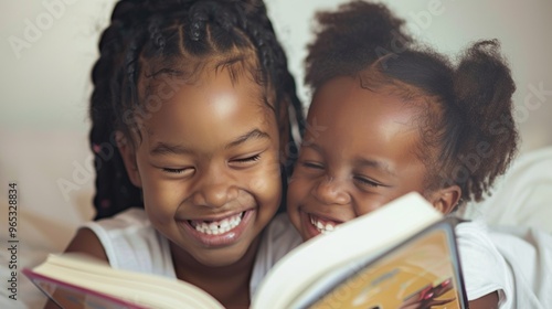 Sisters are enjoying an imaginative story during their afternoon break.