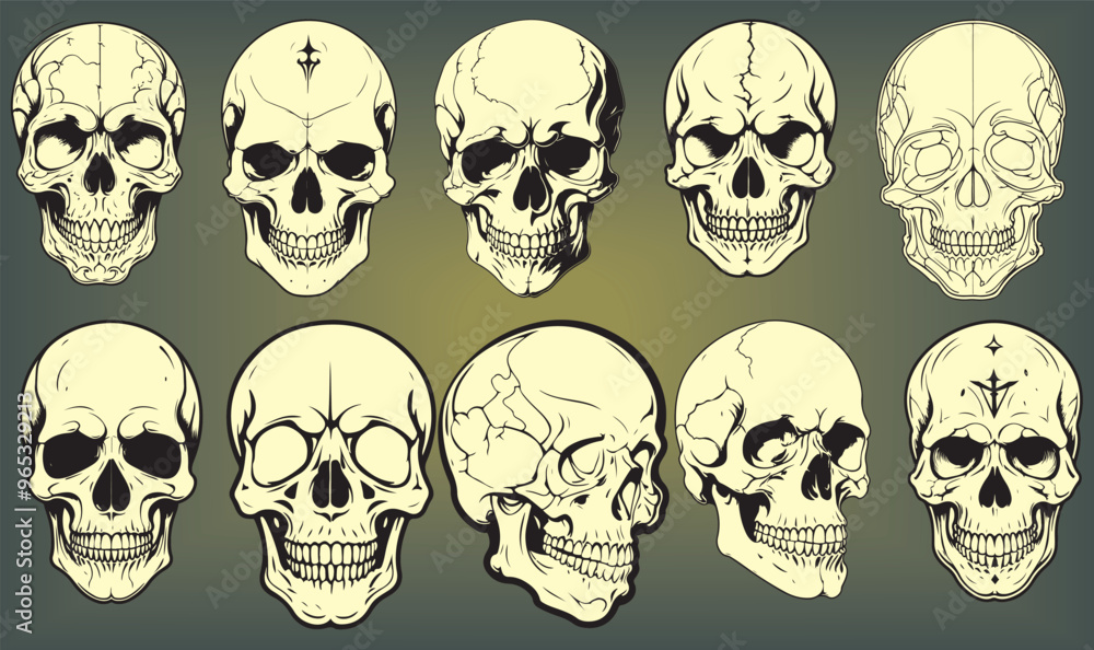 Skulls are frequently used in fashion designs, especially for rock bands, street wear, or gothic brands. Line art skulls can give a minimalist yet bold aesthetic. Skulls are frequently used in fashion designs, especially for rock bands, street wear, or gothic brands. Line art skulls can give a minimalist yet bold aesthetic.