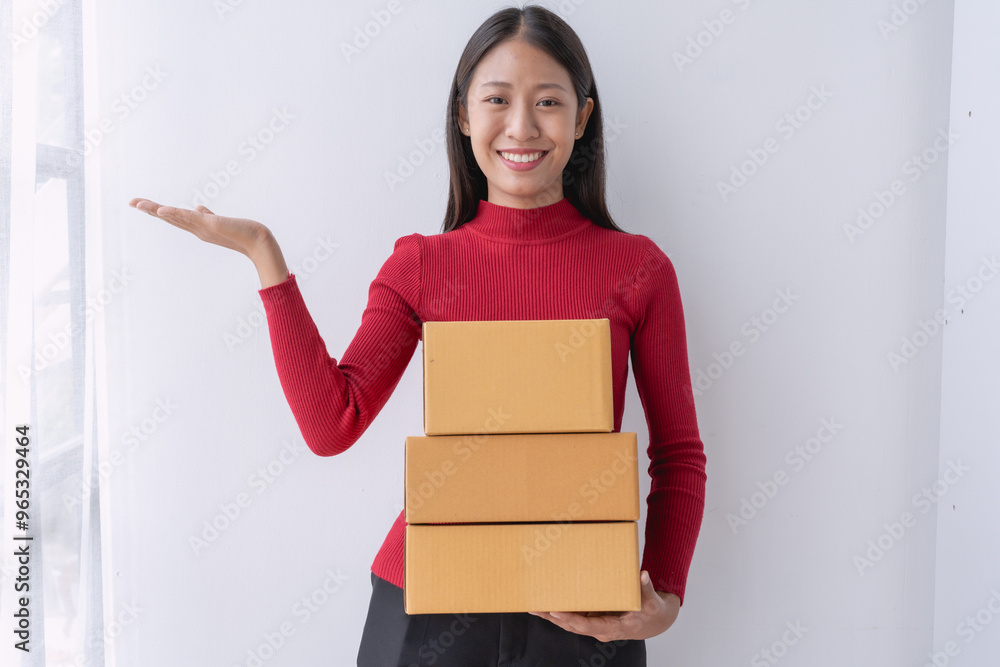 woman, online seller, efficiently manages customer orders and delivery through the e-commerce platform woman, online seller, efficiently manages customer orders and delivery through the e-commerce platform