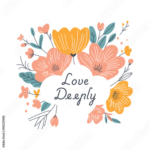 Heart Love Deeply in Romantic Flower Floral Decoration