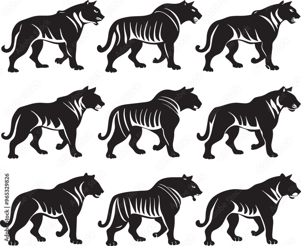 Fototapeta premium Tiger Artistic Silhouette Elements in Black