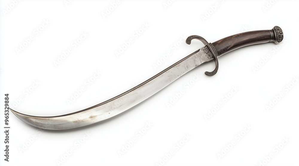 High quality photo of a pirates curved cutlass sword on a white background. Historical events isolated on white. Photo realistic photo.
High quality photo of a pirates curved cutlass sword on a white background. Historical events isolated on white. Photo realistic photo.