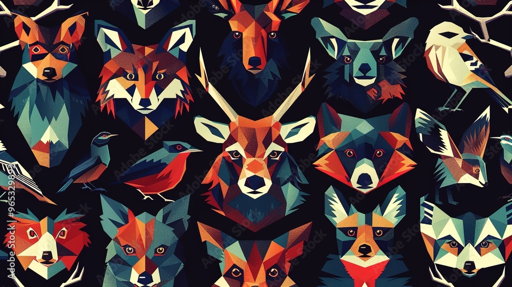 Geometric animal pattern wallpaper Geometric animal pattern wallpaper
