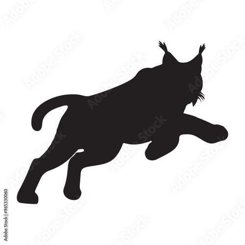 Lynx silhouette collection , Silhouette of Black Lynx, isolated on white background (Vector)