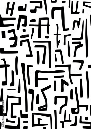 Abstract Line-Based Glyphs on White Background for Design and Art Projects Generative AI