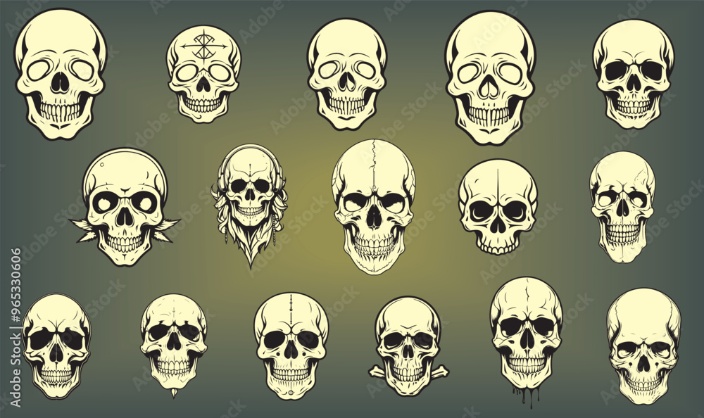 Skulls are frequently used in fashion designs, especially for rock bands, street wear, or gothic brands. Line art skulls can give a minimalist yet bold aesthetic. Skulls are frequently used in fashion designs, especially for rock bands, street wear, or gothic brands. Line art skulls can give a minimalist yet bold aesthetic.