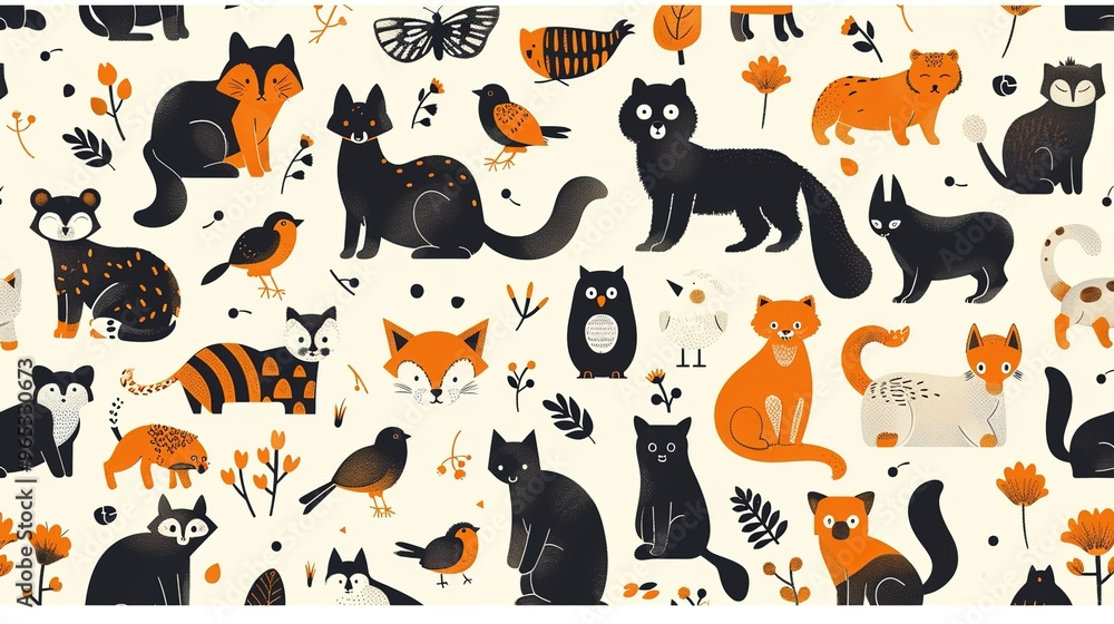Fototapeta premium Animal pattern seamless wallpaper