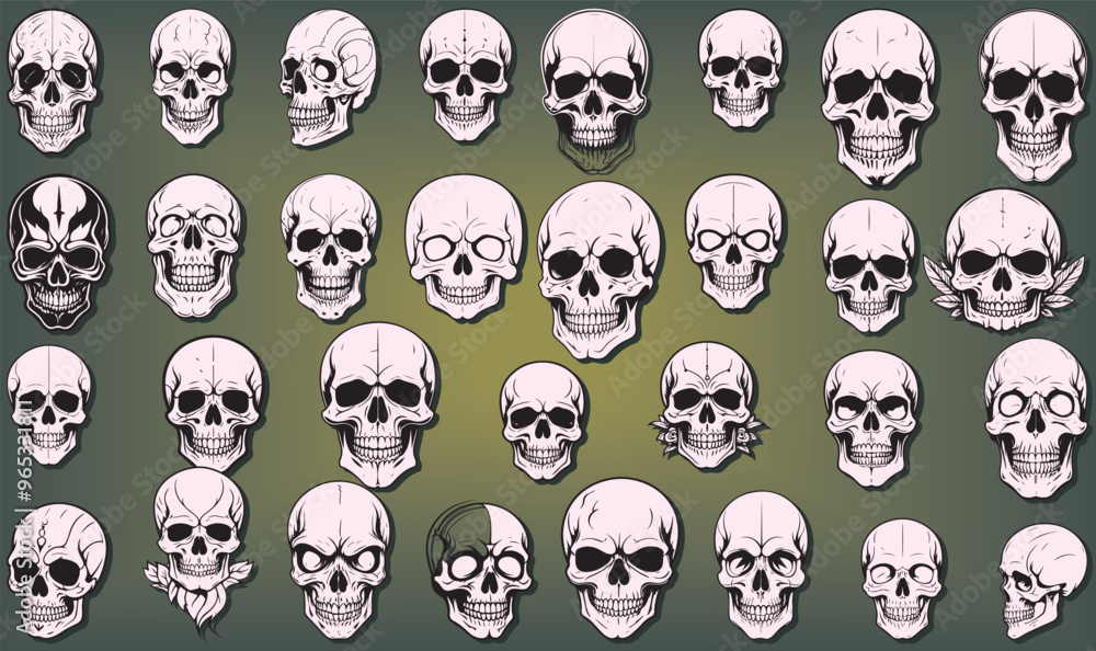 Skulls are frequently used in fashion designs, especially for rock bands, street wear, or gothic brands. Line art skulls can give a minimalist yet bold aesthetic. Skulls are frequently used in fashion designs, especially for rock bands, street wear, or gothic brands. Line art skulls can give a minimalist yet bold aesthetic.