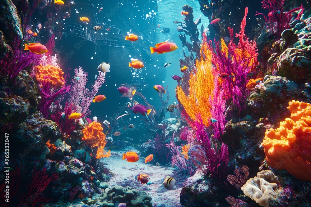 Naklejka premium Close-up shot of a vibrant underwater realm